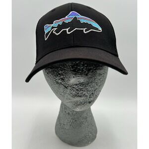 Patagonia Fitz Roy Fish Hat Mesh‎ Trucker Hiking Cap Black Snapback Gorpcore